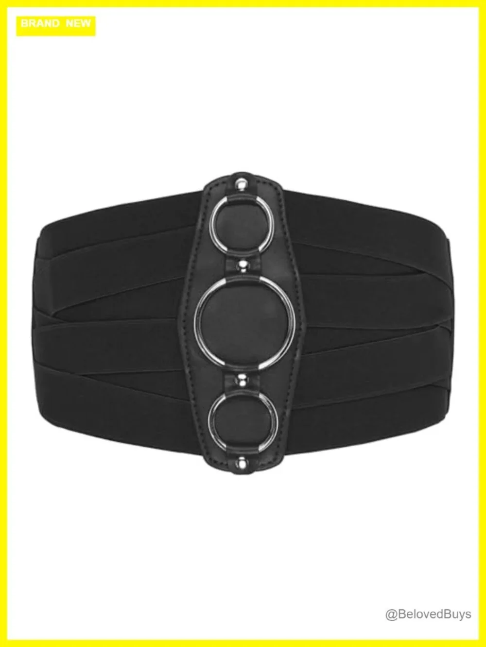 Lattice Corset Elastic Faux Leather Belt with Triple O-Ring